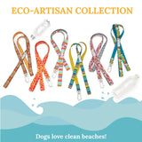 Eco-Artisan Recycled Plastic Dog Collar and Leash Pink Paints Pattern