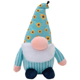 SnugArooz Sunny the Gnome 5.5in, teal blue gnome with teal hat with yellow sunflowers, Dog Toys - Green Paw Shop