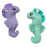 two plush seahorses facing each other one purple one green, snugarooz Kitty sears 2pk catnip, cat toys - Green Paw Shop