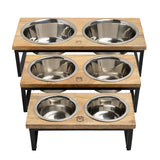 All sizes of Mango Wood and Metal Elevated Feeder, Bowls & Feeders - Green Paw Shop