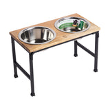 extended legs Mango Wood and Metal Elevated Feeder, Bowls & Feeders - Green Paw Shop