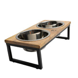 Mango Wood and Metal Elevated Feeder, Bowls & Feeders - Green Paw Shop