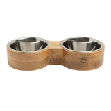 Profile of Mango wood and metal dog feeder double diner - Green Paw Shop